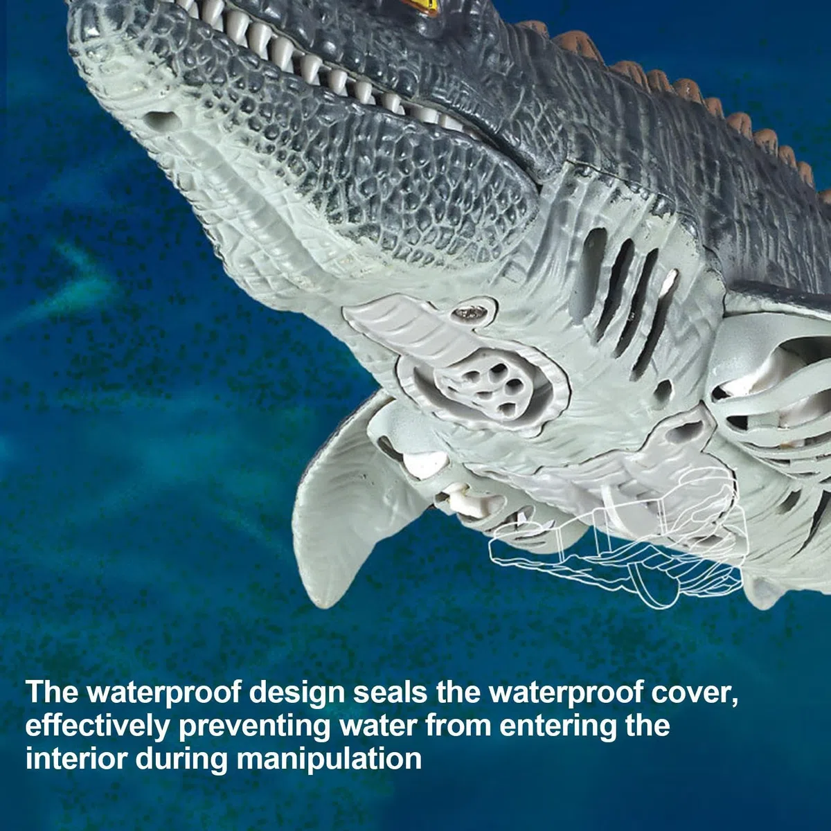 Jouet mosasaure télécommandé - Modèle de Dinosaure électrique avec éclaboussures d'eau | Figure réaliste de Reptile avec Queue oscillante, créature Marine RC Interactive pour Les Jeux pour,
