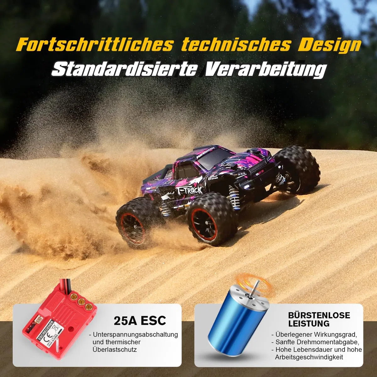 HAIBOXING Voiture télécommandée 1:18 sans balais, voiture RC 4WD 48 + km/h, haute vitesse, 2,4 GHz, voiture de course tout terrain, camion monstre télécommandé, pour enfants, adultes et enfants