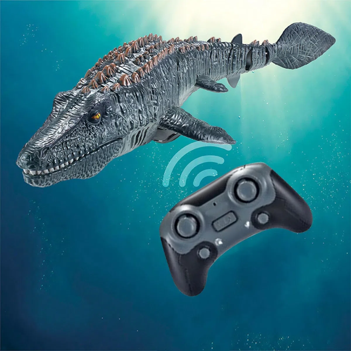Jouet mosasaure télécommandé - Modèle de Dinosaure électrique avec éclaboussures d'eau | Figure réaliste de Reptile avec Queue oscillante, créature Marine RC Interactive pour Les Jeux pour,