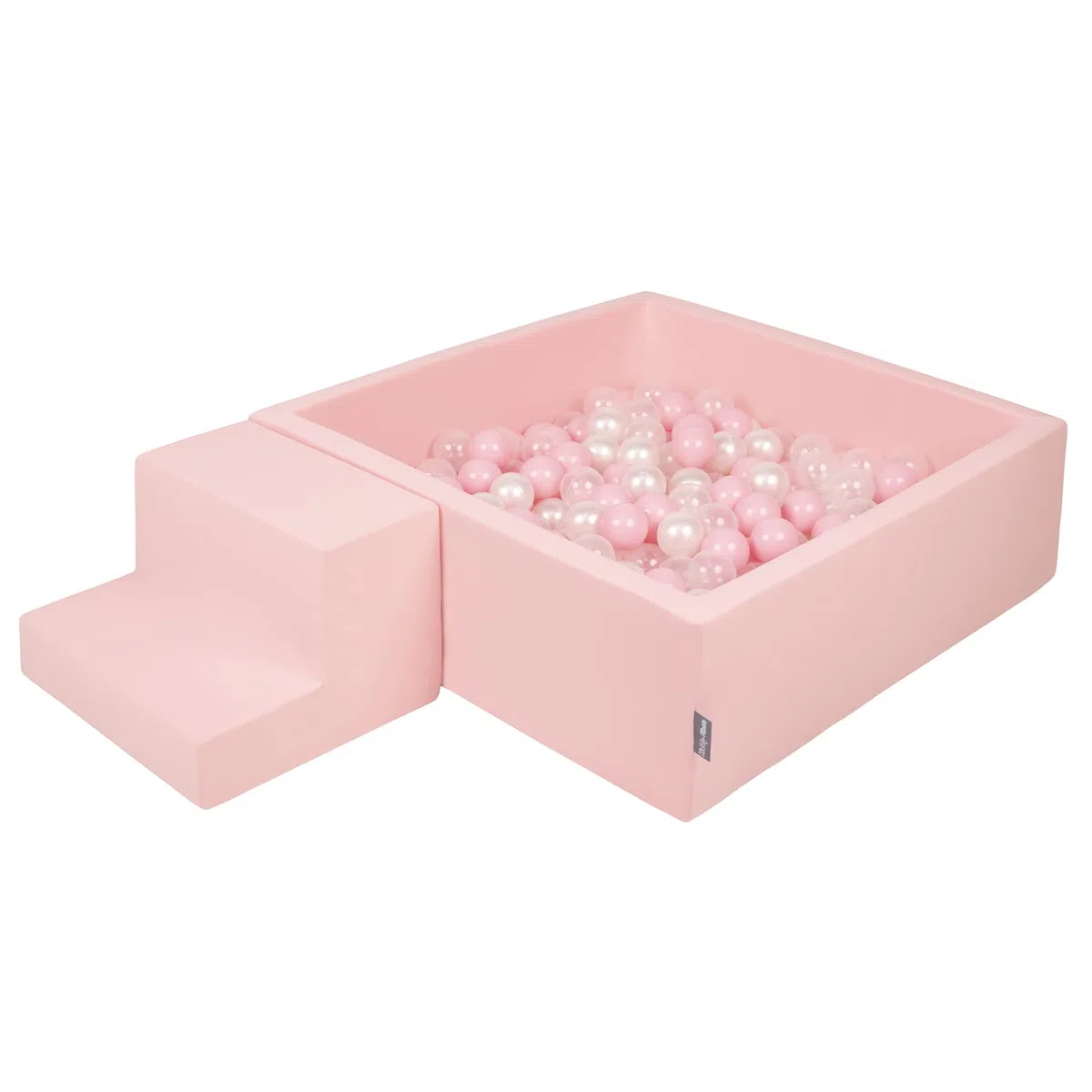 KiddyMoon Aire De Jeux en Mousse avec Carré Piscine À Balles (100 Balles) pour Enfants, Rose:Rose Poudre/Perle/Transparent