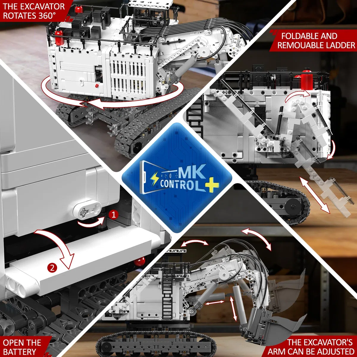 Mould King 17067 Technique Grue à chenilles, modèle de véhicule de chantier télécommandé avec application Control+, kit de modélisation pour adultes (3567 pièces)
