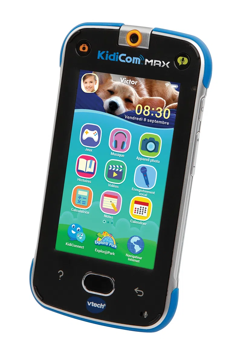 VTech – KidiCom Max Bleu – Smartphone pour Enfant évolutif, Ultra résistant, sécurisé, avec Appareil Photo intégré – Version FR