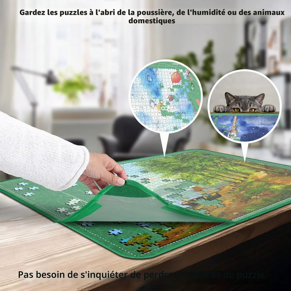 MOZOOSON Plateau Puzzle 2000 Pieces, Planche Puzzle, Puzzle Board Pliable avec Accessoires de Rangement 41.3x31.5in - 8 Plateau et 1 Couvercle Transparent pour Déplacement et Stockage Faciles