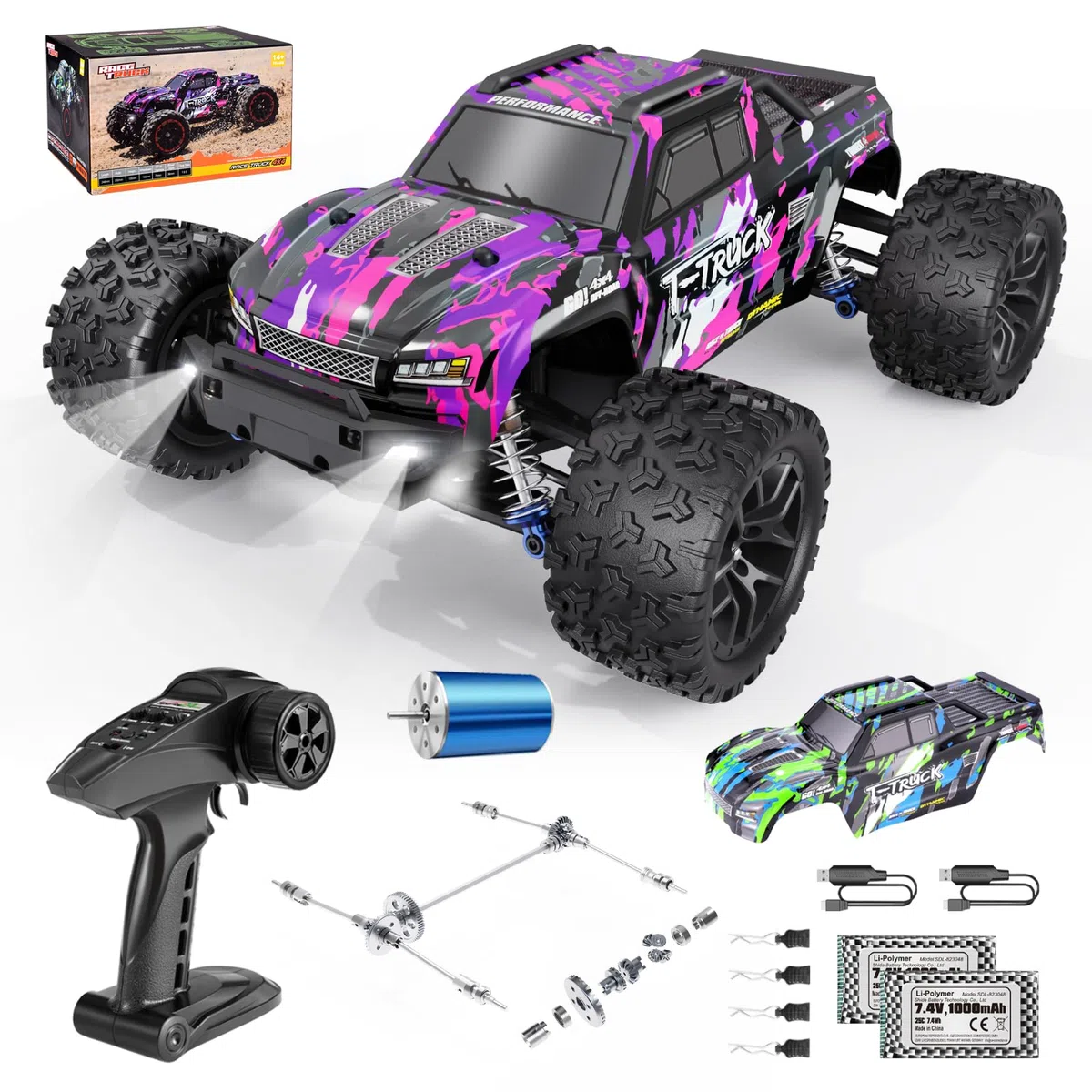 HAIBOXING Voiture télécommandée 1:18 sans balais, voiture RC 4WD 48 + km/h, haute vitesse, 2,4 GHz, voiture de course tout terrain, camion monstre télécommandé, pour enfants, adultes et enfants