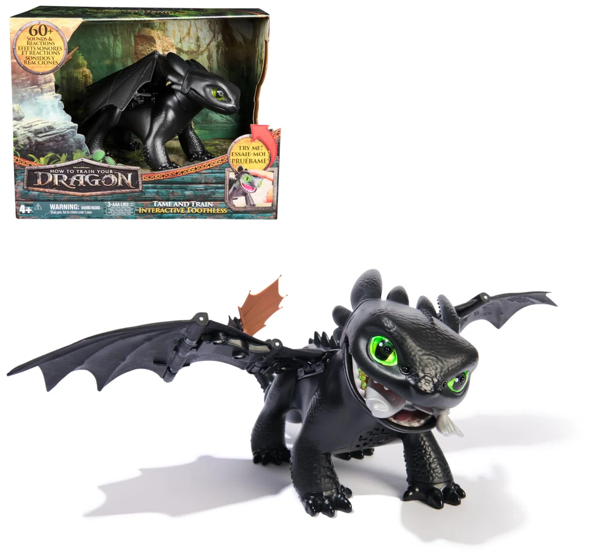 Dreamworks Dragons - How to Train Your Dragon - Mon Dragon Interactif Krokmou - Figurine Interactive Qui Réagit Au Toucher avec 60 Effets Sonores - Mouvements Réalistes - Jouet Enfant 4 Ans Et +