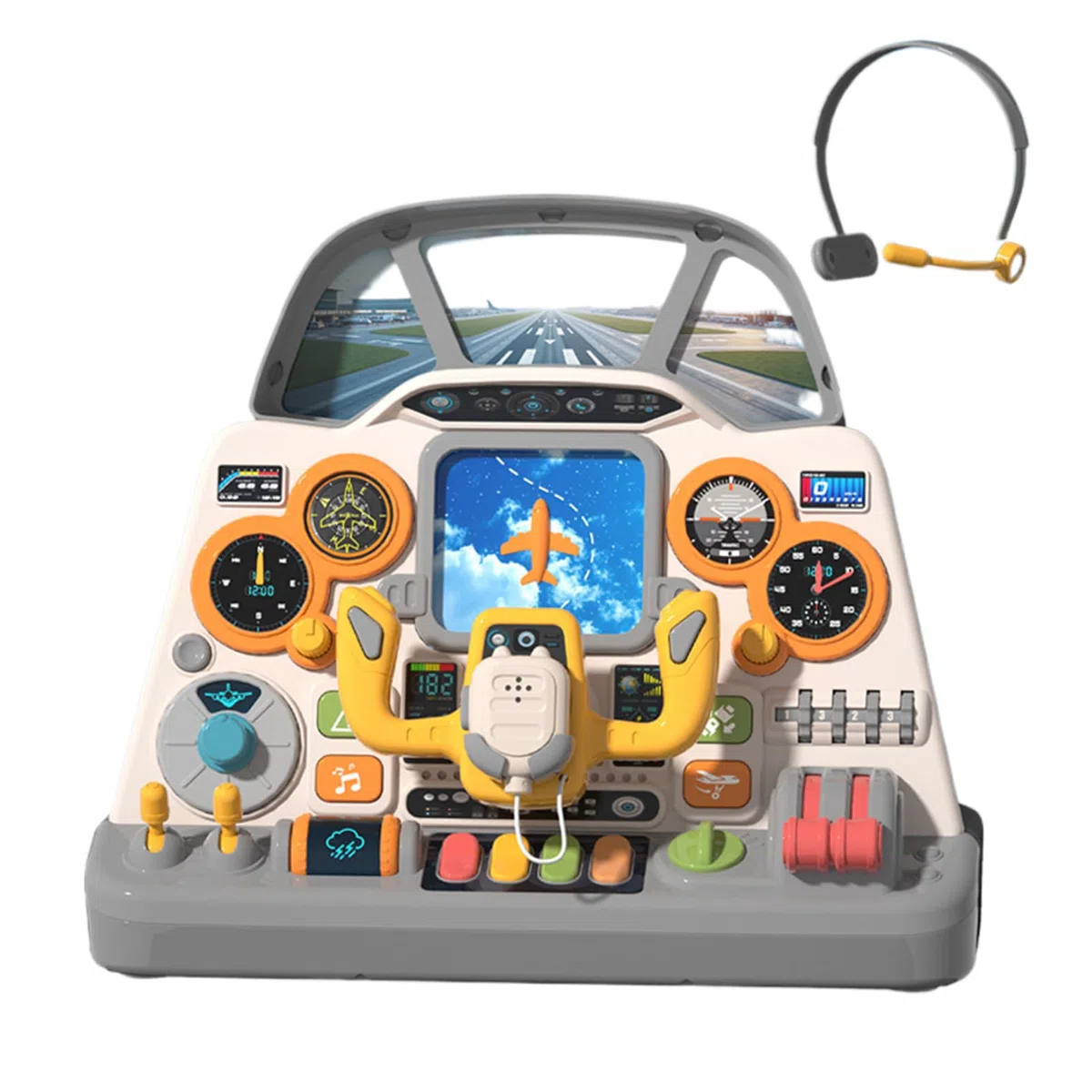 Panneau De Commande d'avion – Jouet Interactif De Cockpit Lumineux Et Sonore, Simulateur d'avion Éducatif pour , Ensemble De Jeu De Vol Durable | Jeu Pilote De Simulation Engageant pour Une UTI
