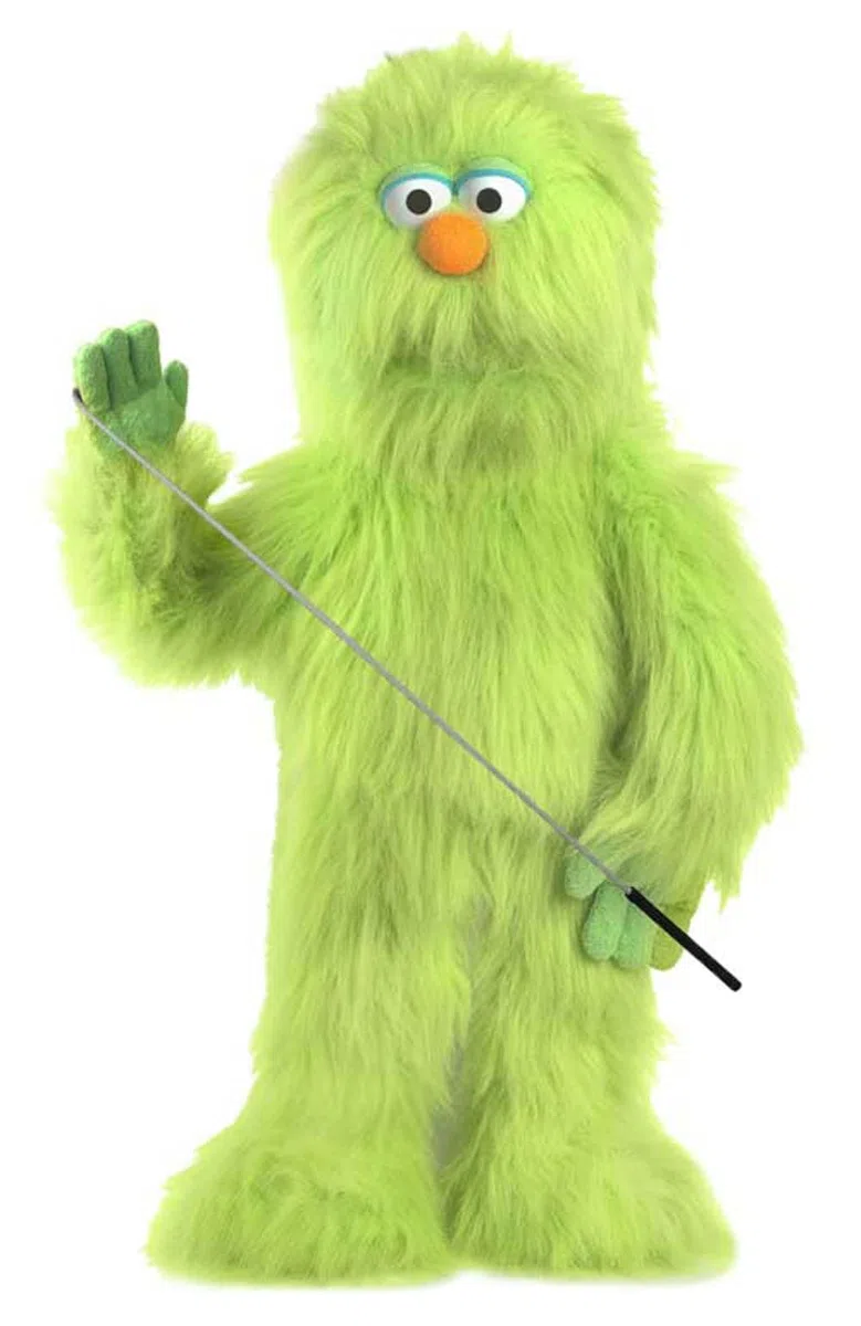 Marionnette monstre verte de style ventriloque, 70 cm