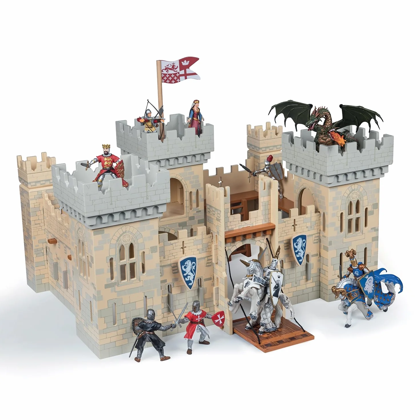 Papo Medieval Fantasy Weapon Master Castle 60002 Wooden Playset for Figurines Collectible for Children 3+