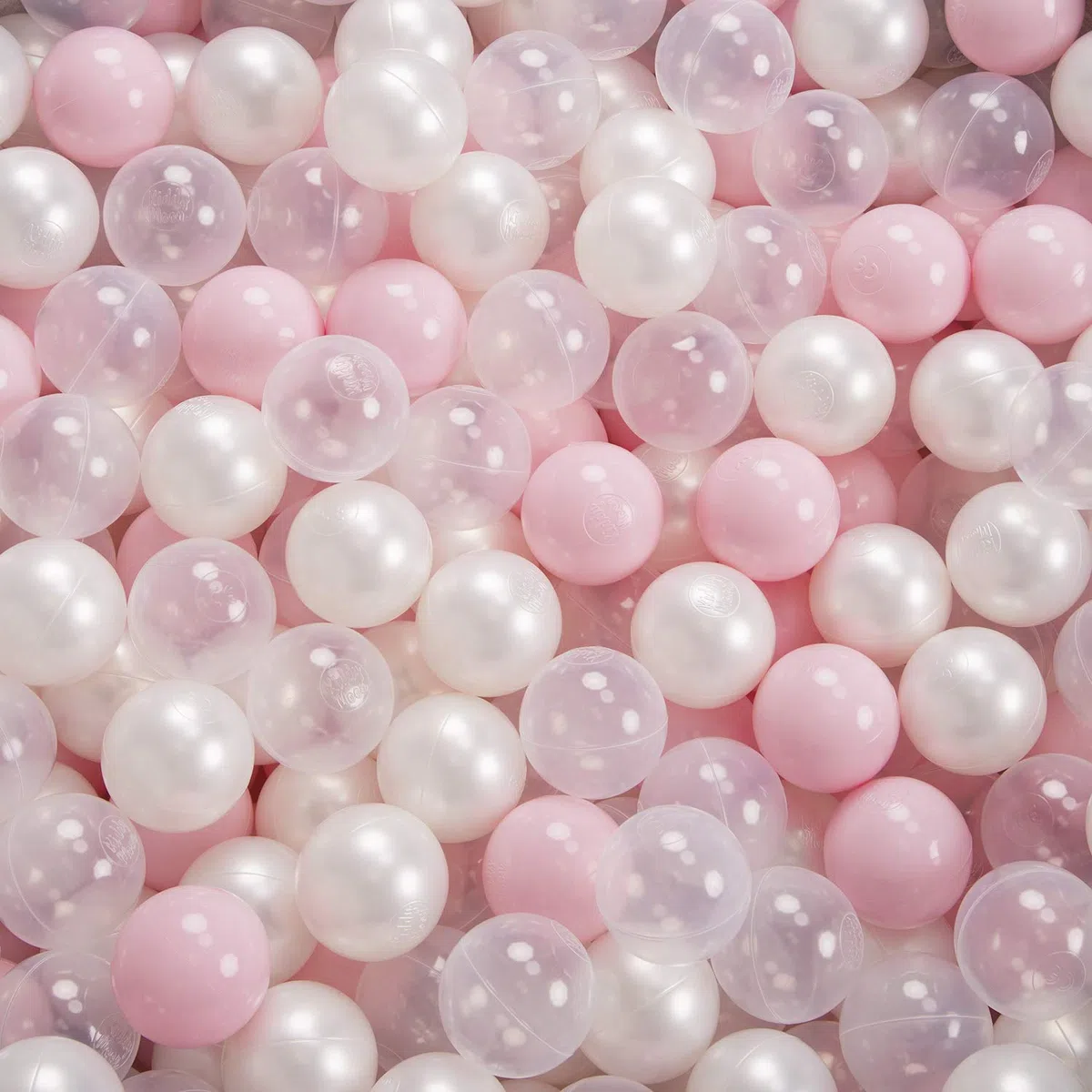 KiddyMoon Aire De Jeux en Mousse avec Carré Piscine À Balles (100 Balles) pour Enfants, Rose:Rose Poudre/Perle/Transparent