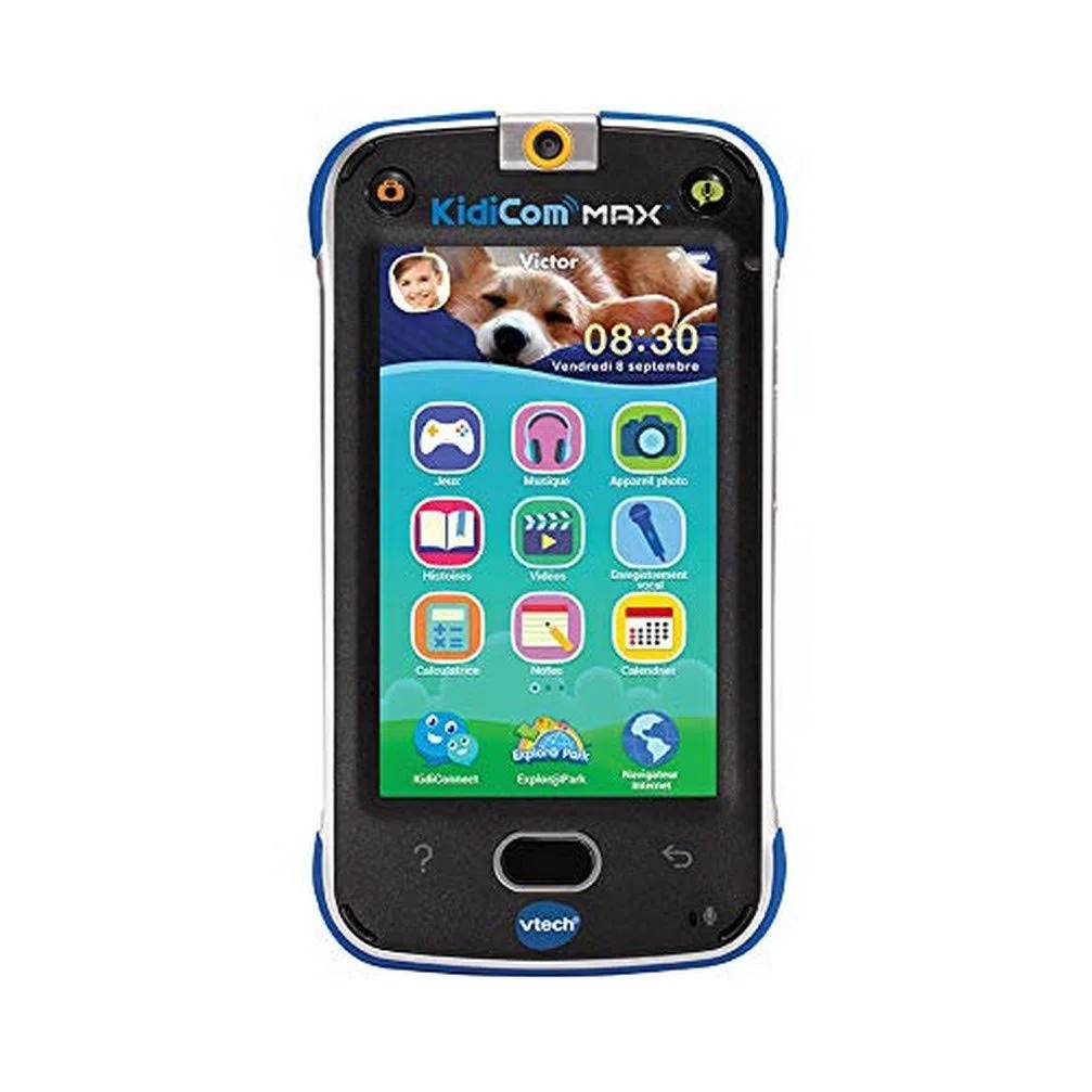 VTech – KidiCom Max Bleu – Smartphone pour Enfant évolutif, Ultra résistant, sécurisé, avec Appareil Photo intégré – Version FR