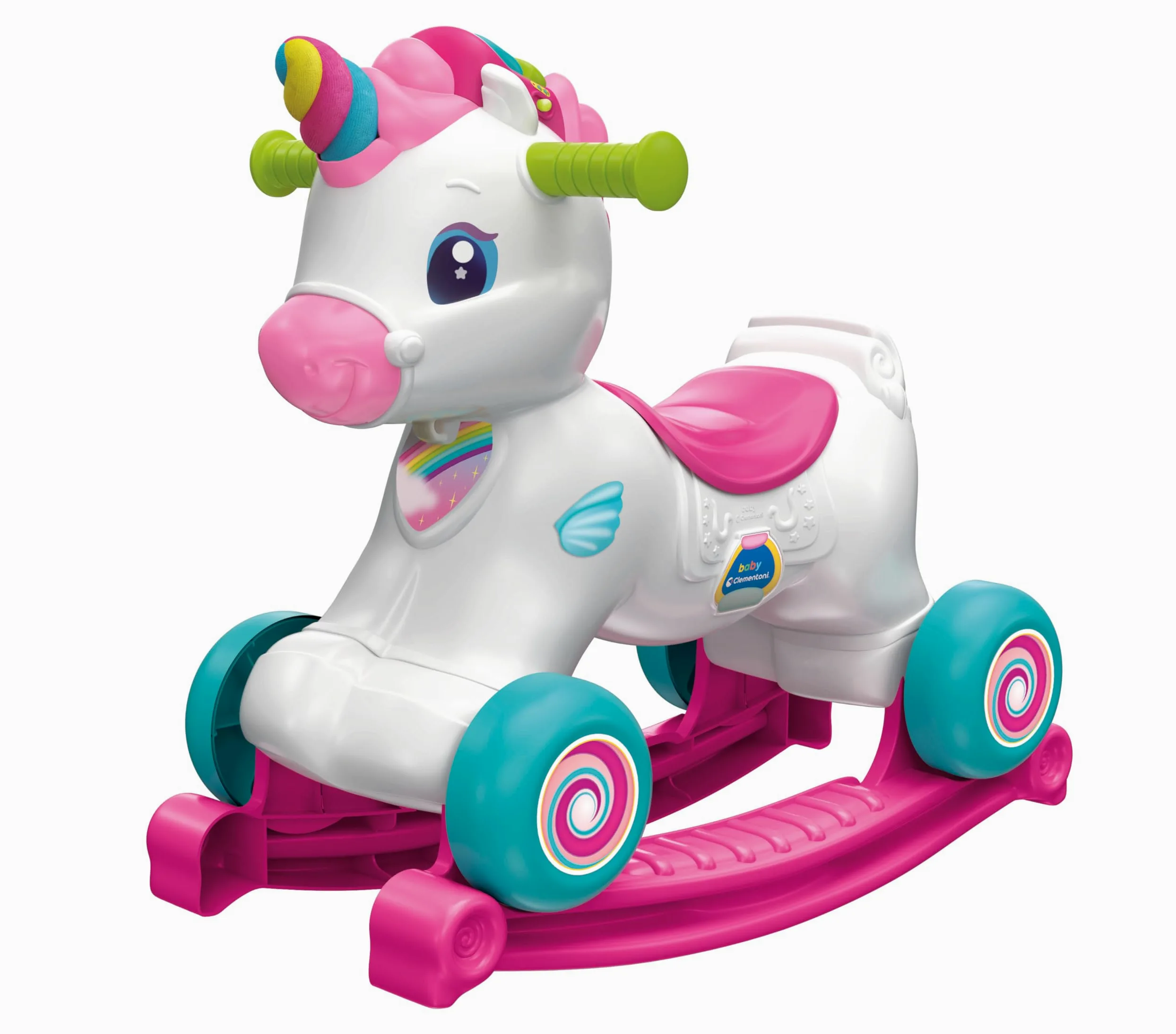 Clementoni 61555 La Licorne à Bascule avec Musique, Chiffres, Lettres, pour bébés à partir de 12 Mois