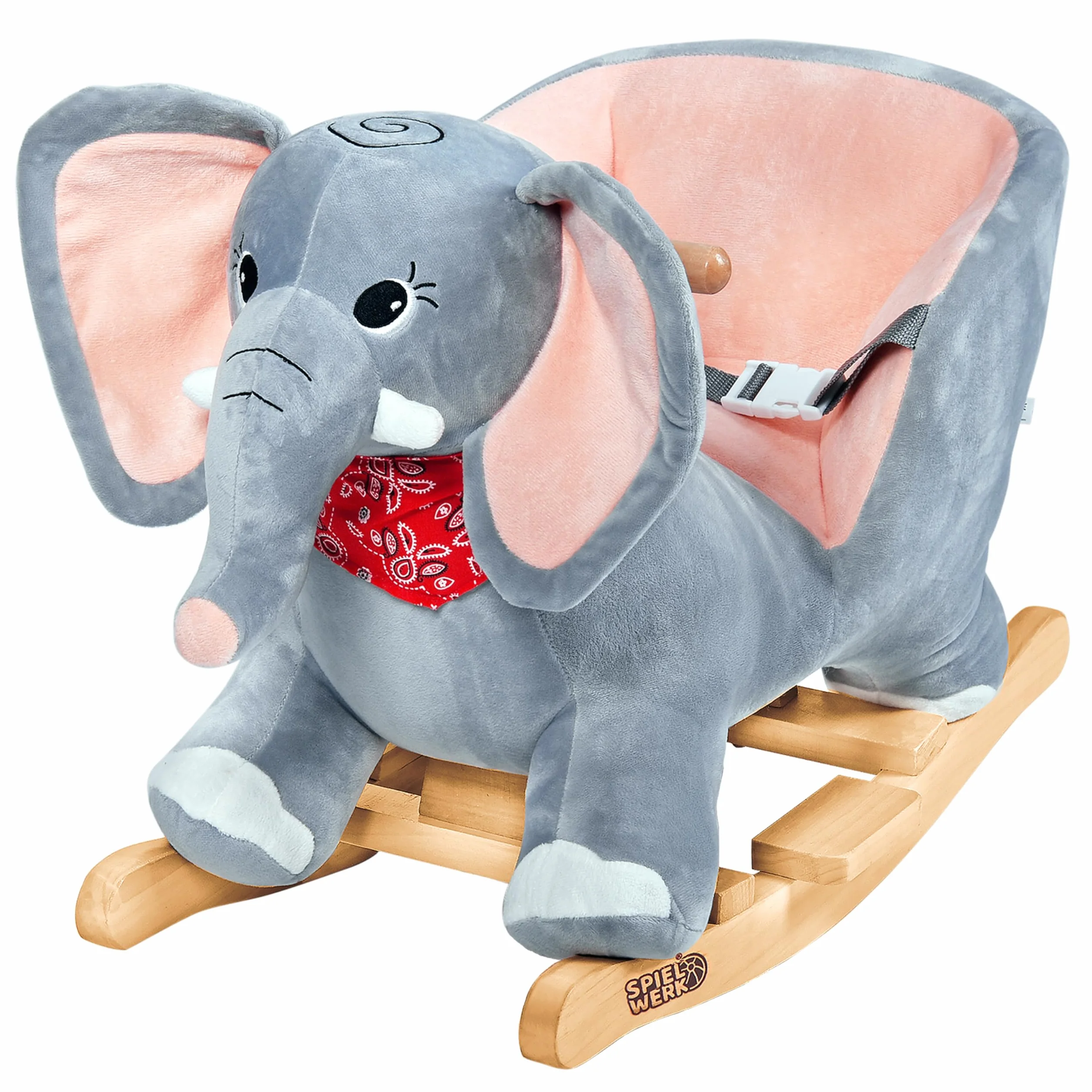SPIELWERK® Fauteuil à Bascule Éléphant Jouet Bascule Animal Peluche avec Ceinture Sécurité Fonction Sonore Enfant 10 Mois+