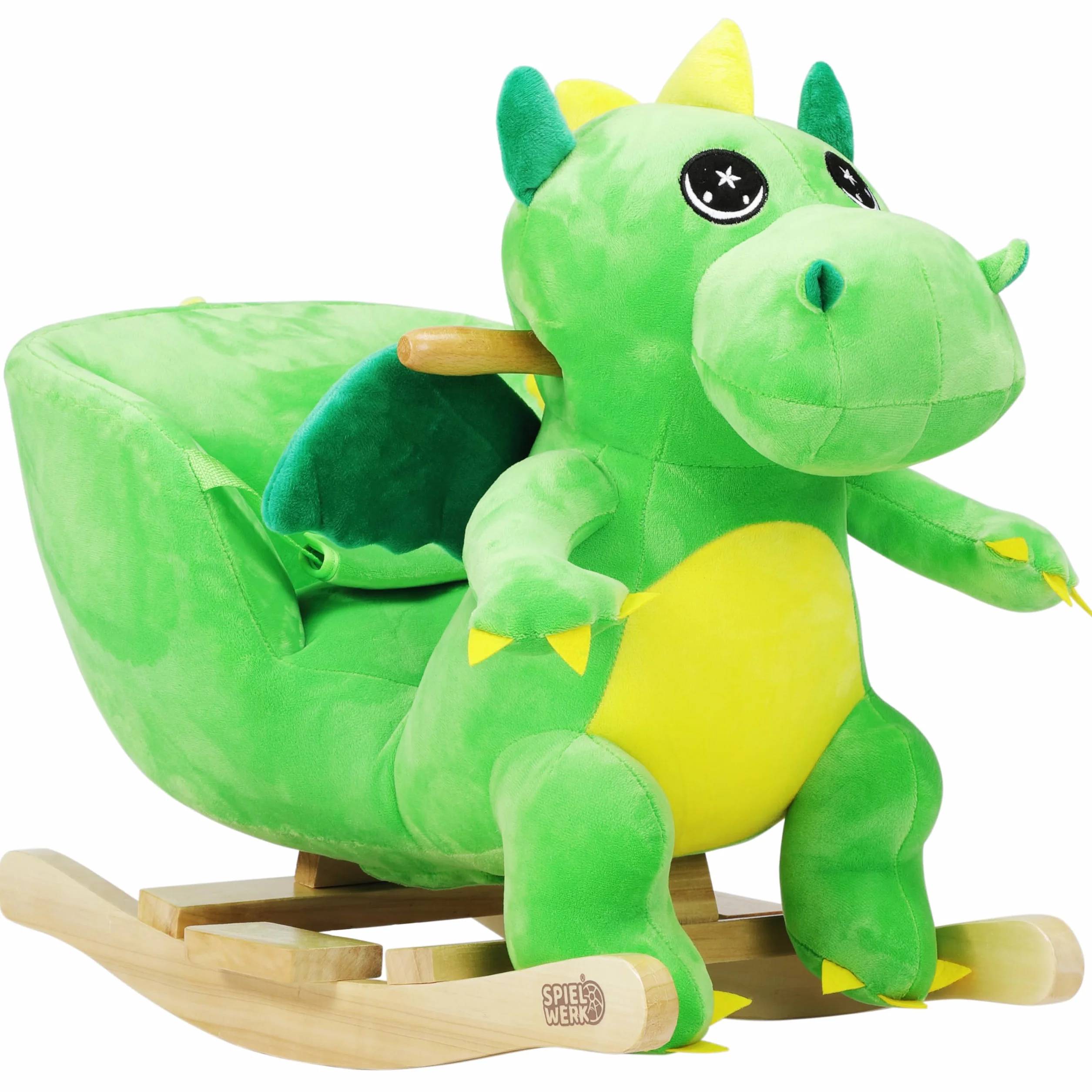 Deuba SPIELWERK® Dinosaure à Bascule en Peluche avec Ceinture de Sécurité, Entraînement Équilibre et Fonction Sonore