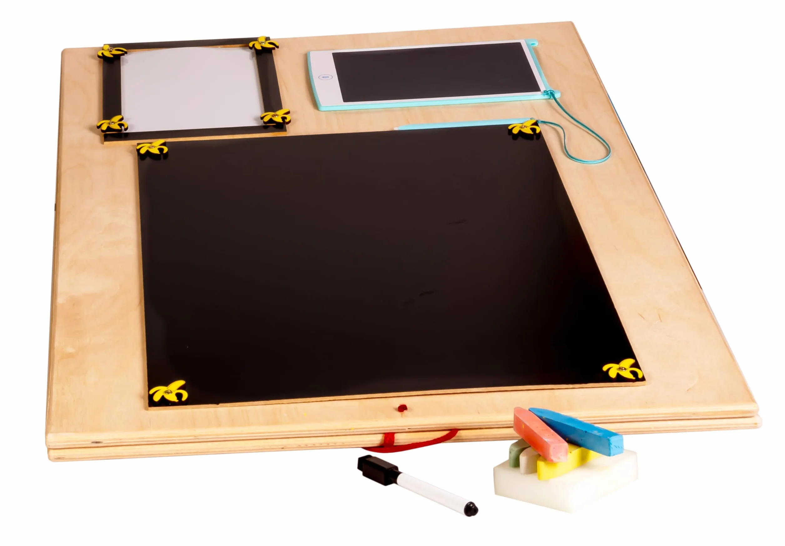 Leo Tableau d'activité sensoriel Montessori Busy Board en Bois autoportant Double Face Naturel Zoo 75 cm