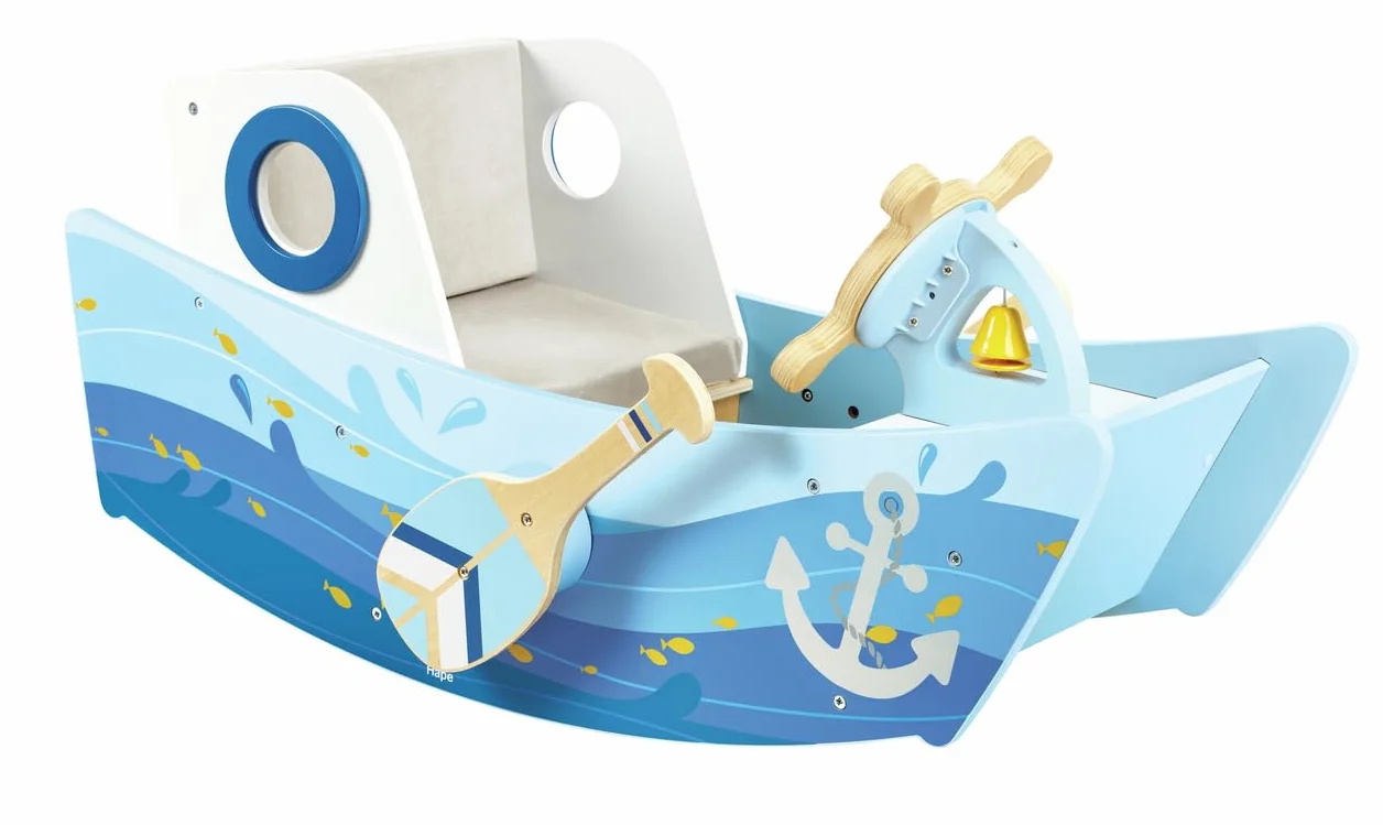Hape Le Bateau à Bascule du Capitaine - Jouet Interactif pour Enfants dès 12 Mois - Développement de la Motricité, Imagination et Jeu de Rôle Réaliste - Cadeau Fille Garçon, Jeu Éveil