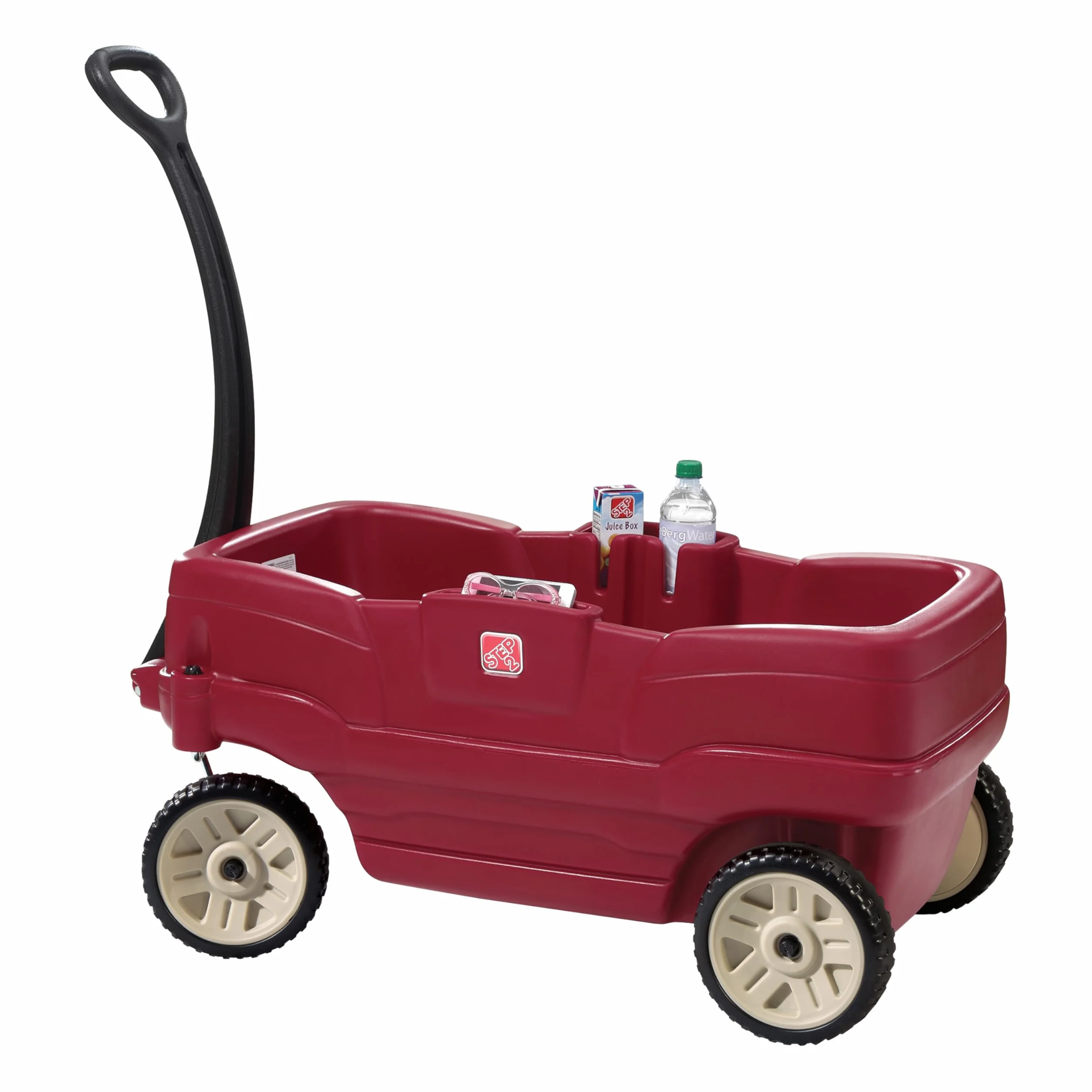 Step2 Neighborhood Wagon | Wagon Jouet | Chariot Jouet Rouge, 2 Places | Confortable Et Sécuritaire Avec Ceintures De Sécurité Inclusent | Facile À Nettoyer Et À Transporter