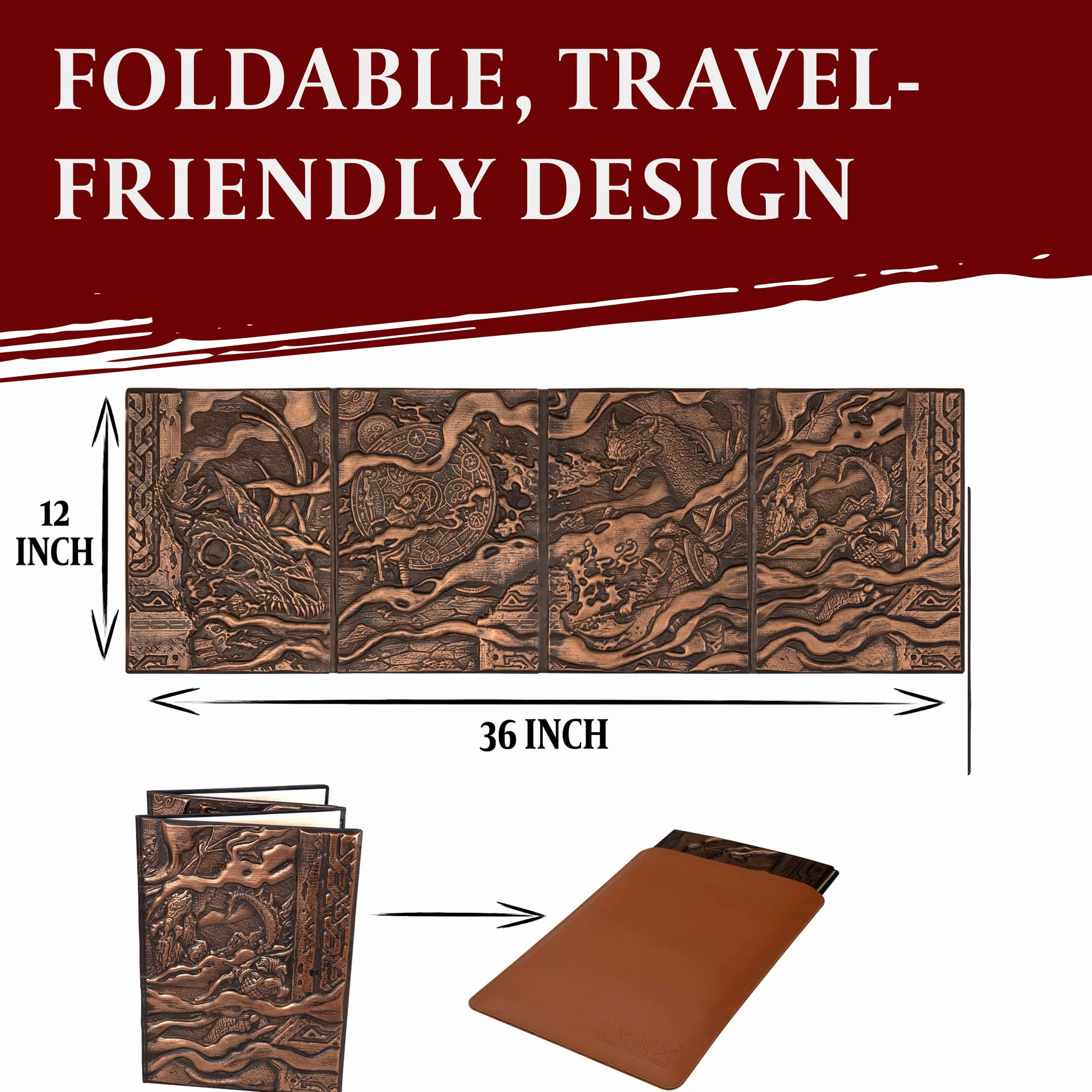 Écran Maître de Jeu DND 5e - Écran du MJ / DM Screen D&D en Faux Cuir 3D avec Inserts Personnalisables - Donjon et Dragon/Dungeons & Dragons Accessoires de Maître de Jeu/Cadeau pour JdR/Jeu de Rôle