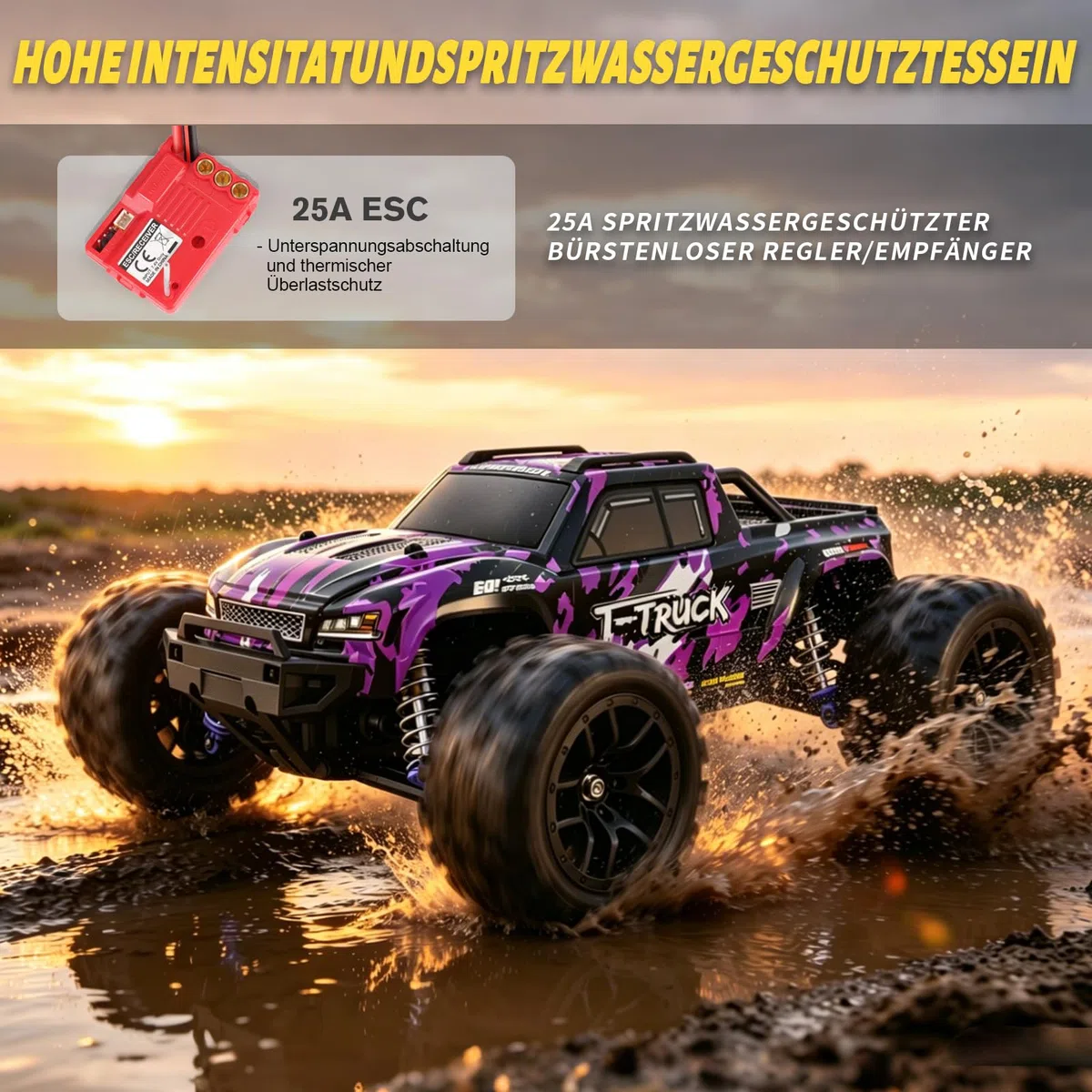 HAIBOXING Voiture télécommandée 1:18 sans balais, voiture RC 4WD 48 + km/h, haute vitesse, 2,4 GHz, voiture de course tout terrain, camion monstre télécommandé, pour enfants, adultes et enfants