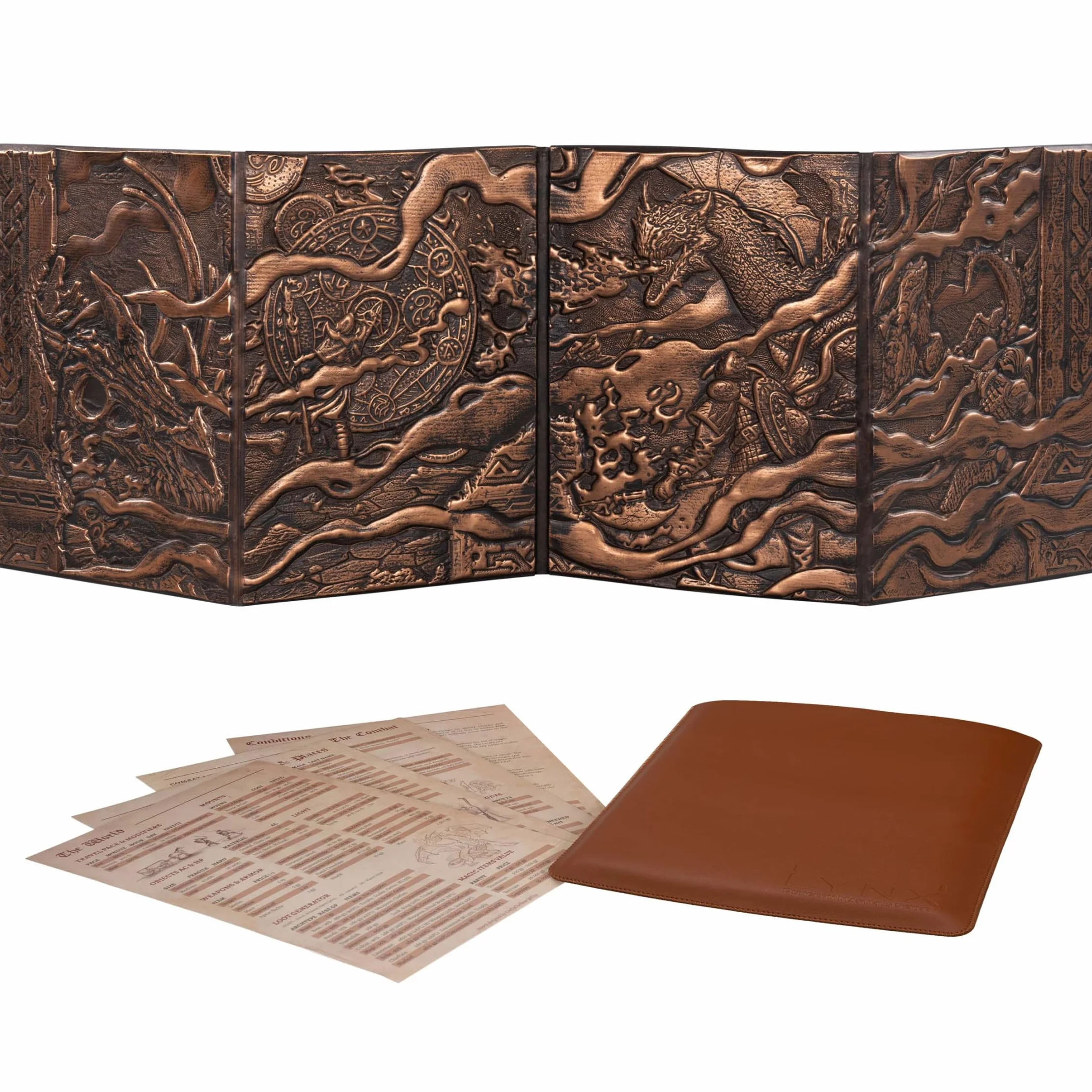 Écran Maître de Jeu DND 5e - Écran du MJ / DM Screen D&D en Faux Cuir 3D avec Inserts Personnalisables - Donjon et Dragon/Dungeons & Dragons Accessoires de Maître de Jeu/Cadeau pour JdR/Jeu de Rôle