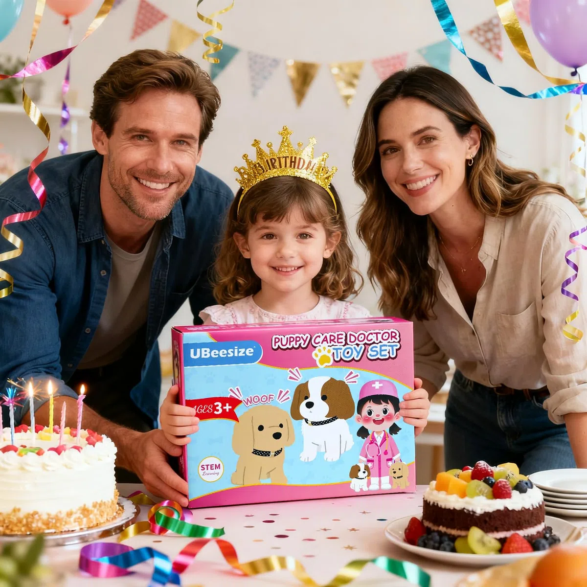 UBeesize Ensemble de 31 pièces - Mallette de médecin pour enfants avec chien électrique jouet qui marche et aboie, chien interactif avec véritable stéthoscope, thermomètre pour jouet de vétérinaire