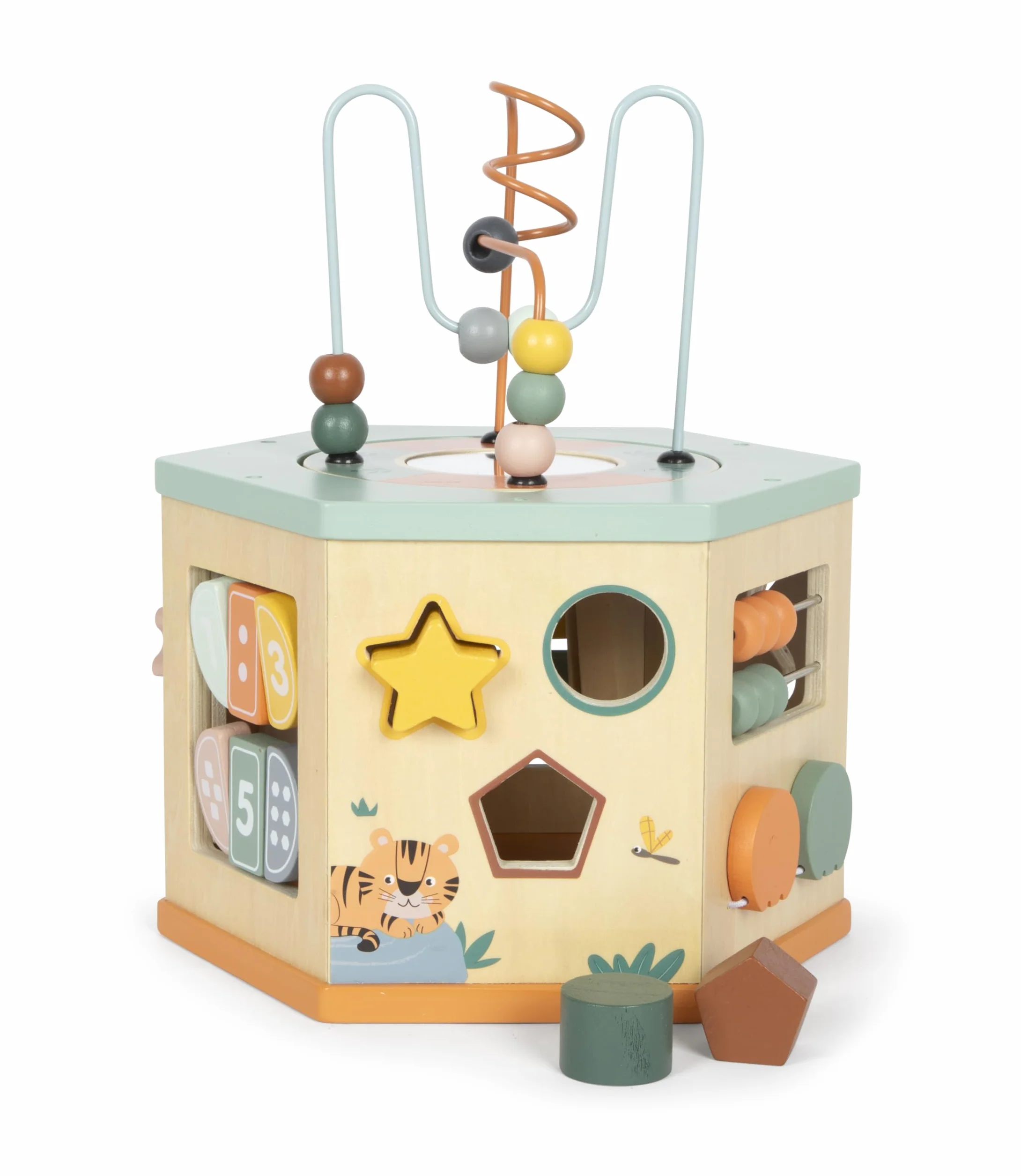 small foot Cube de motricité « Safari » en Bois, Jouet éducatif à 7 Faces, dès 1 an, 12641, [Multiple], Coloré