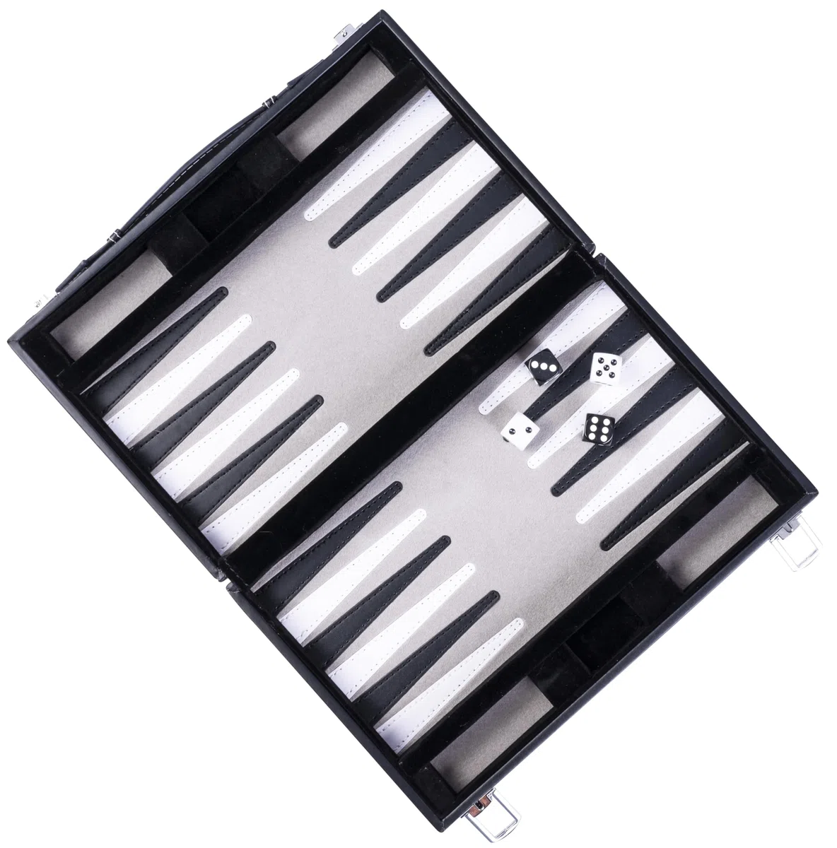 Engelhart - 250512 - Backgammon de Voyage - 11 Pouces - 28 cm - Jeu de Voyage - Simili Cuir & Feutre Surpiqués - Gris - Jeu de Societe de Poche - Stratégie