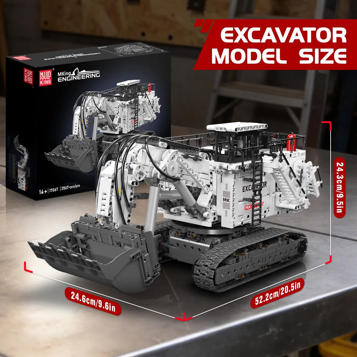 Mould King 17067 Technique Grue à chenilles, modèle de véhicule de chantier télécommandé avec application Control+, kit de modélisation pour adultes (3567 pièces)