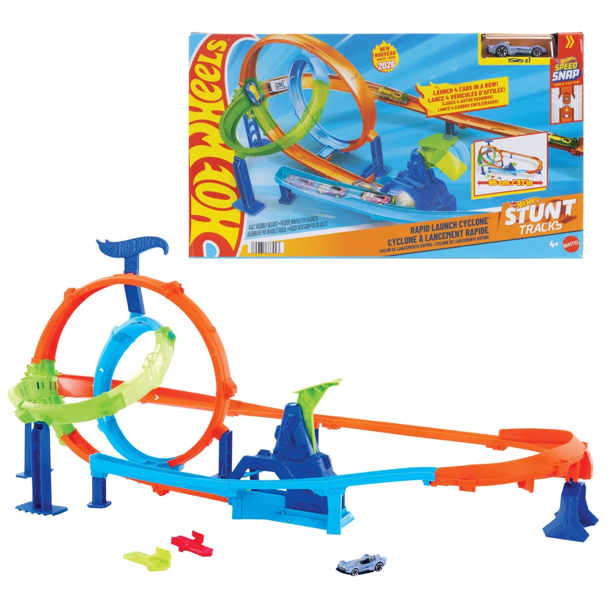 Hot Wheels Piste Looping Cyclone Coffret cascades véhicule métal moulé échelle 1/64 2 loopings zones carambolage Speed Snap JHK73