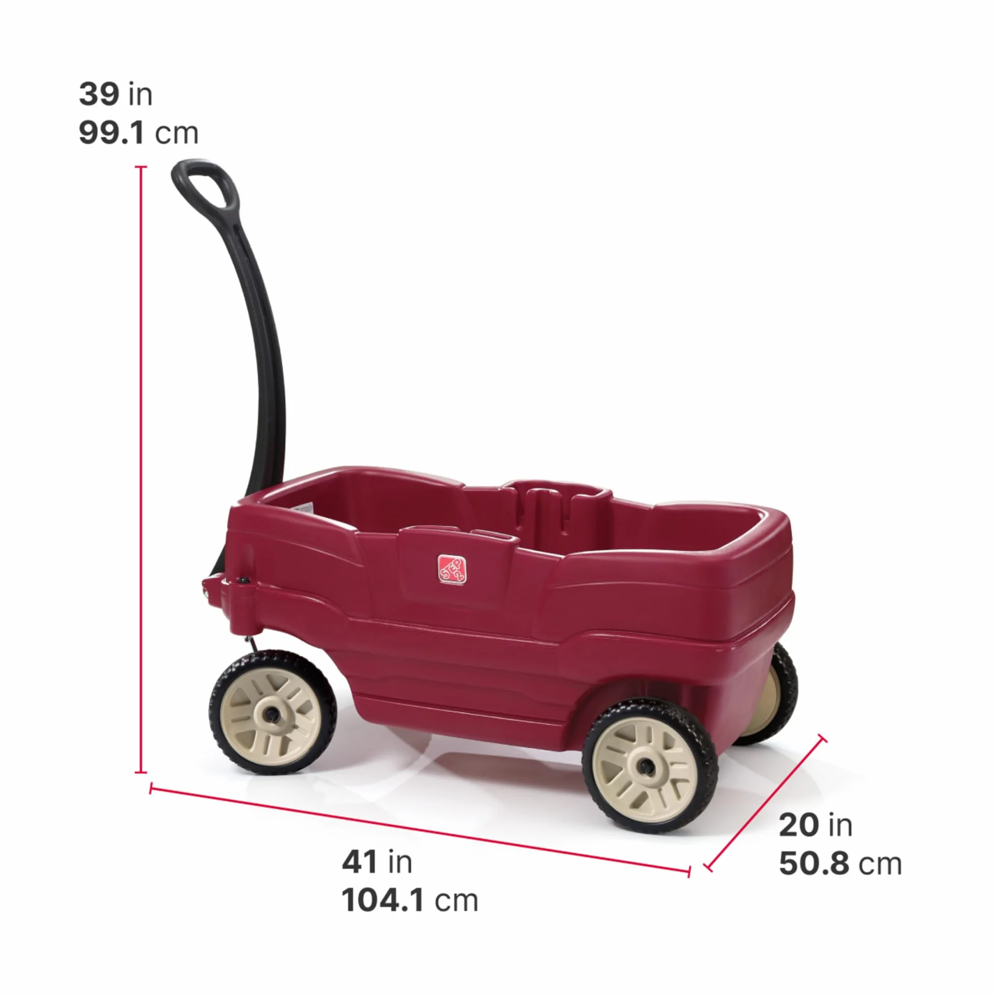 Step2 Neighborhood Wagon | Wagon Jouet | Chariot Jouet Rouge, 2 Places | Confortable Et Sécuritaire Avec Ceintures De Sécurité Inclusent | Facile À Nettoyer Et À Transporter