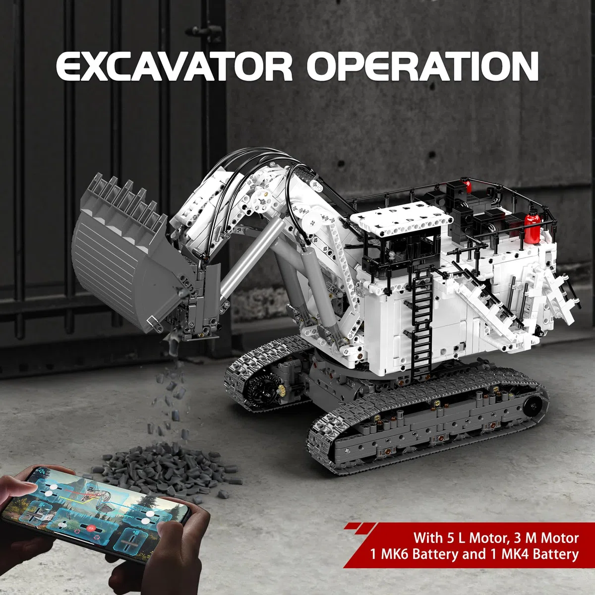 Mould King 17067 Technique Grue à chenilles, modèle de véhicule de chantier télécommandé avec application Control+, kit de modélisation pour adultes (3567 pièces)