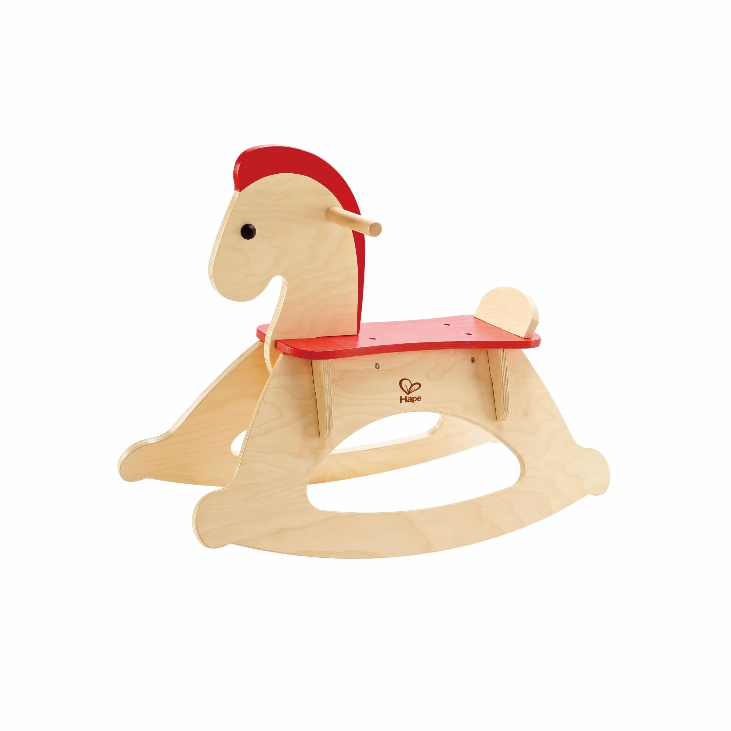 Hape Cheval à Bascule Rock and Ride en Bois pour Enfants avec Dossier et Arceau Ajustable