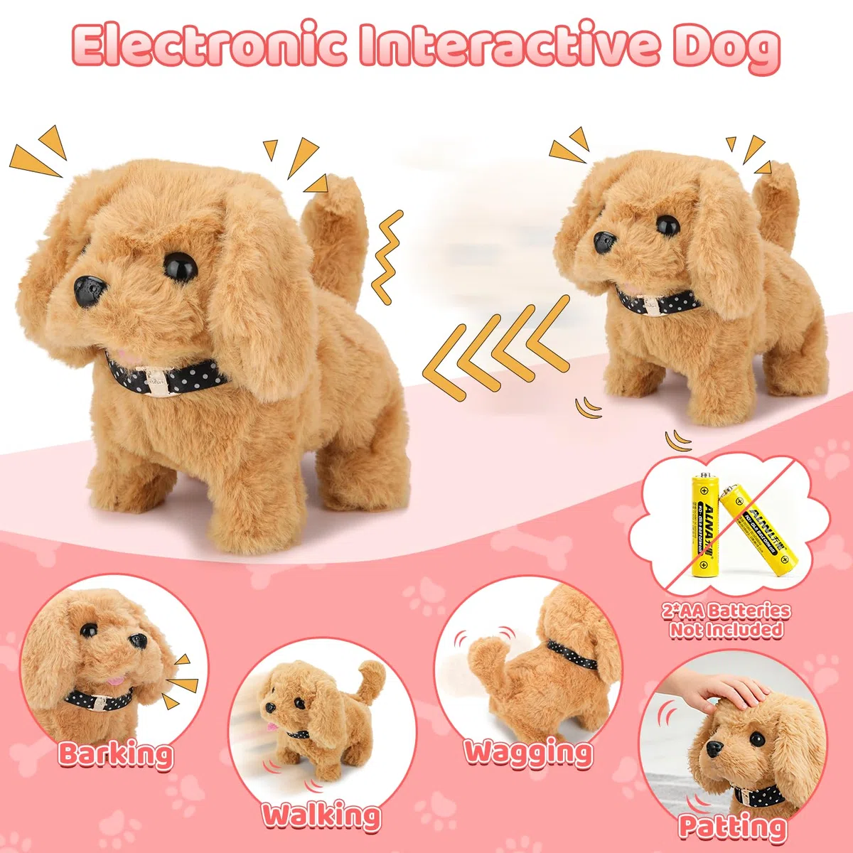UBeesize Ensemble de 31 pièces - Mallette de médecin pour enfants avec chien électrique jouet qui marche et aboie, chien interactif avec véritable stéthoscope, thermomètre pour jouet de vétérinaire
