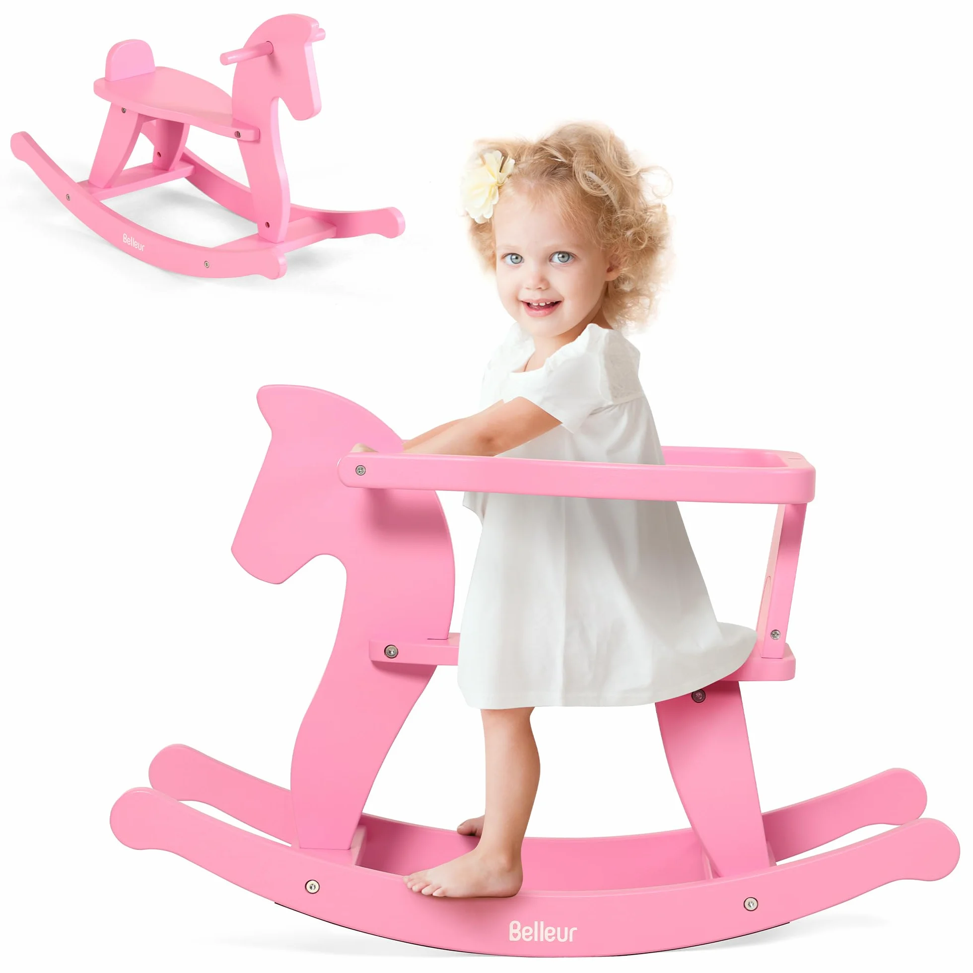 Belleur Cheval à bascule en bois pour bébé 1-3 ans jouet à enfourcher