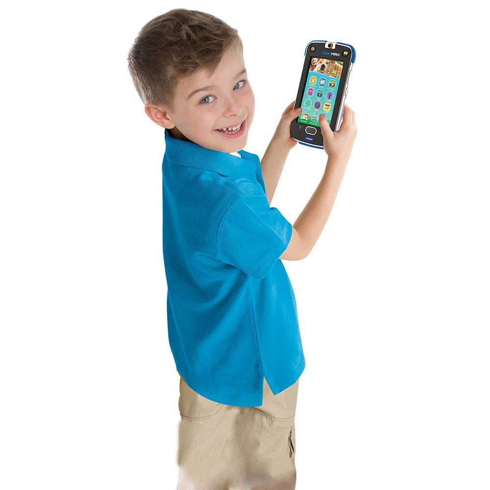 VTech – KidiCom Max Bleu – Smartphone pour Enfant évolutif, Ultra résistant, sécurisé, avec Appareil Photo intégré – Version FR