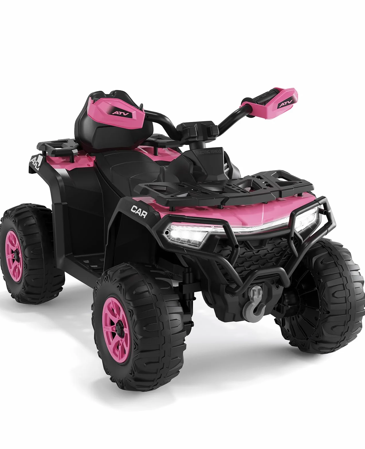 Garvee Quad Électrique Enfant 12V Tout-Terrain, ATV 2 Moteurs, Télécommande Parentale, 95×56×55 cm Rose foncé